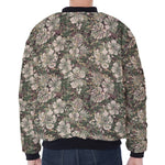 Aloha Hawaiian Camo Flower Pattern Print Zip Sleeve Bomber Jacket