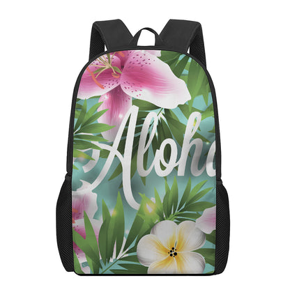 Aloha Hawaiian Flower Print 17 Inch Backpack