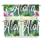 Aloha Hawaiian Flower Print 3 Piece Kitchen Curtains
