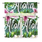 Aloha Hawaiian Flower Print 3 Piece Kitchen Curtains