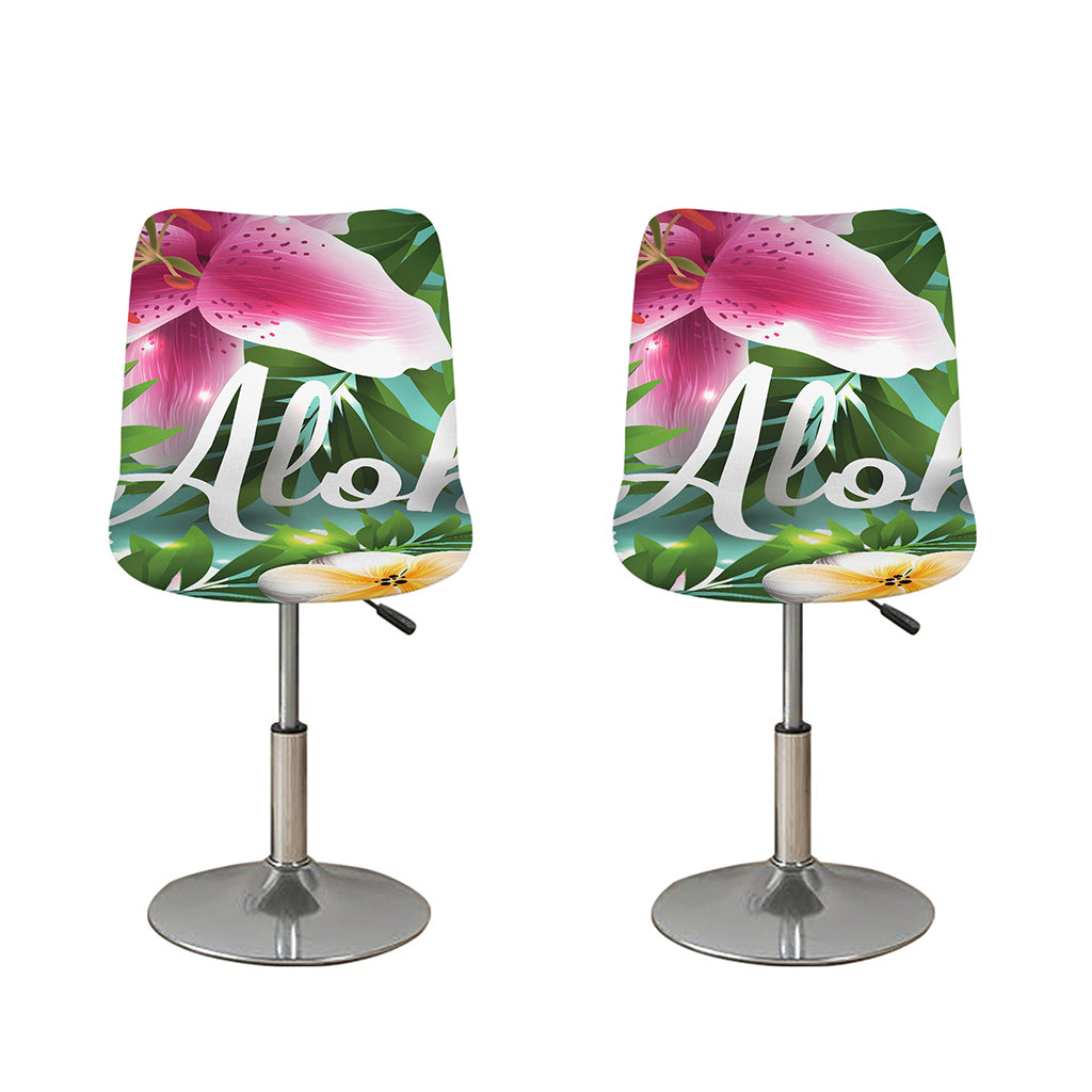 Aloha Hawaiian Flower Print Bar Stool Covers