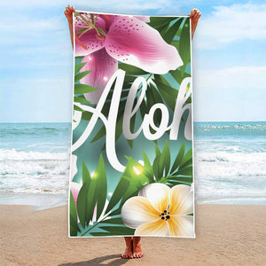 Aloha Hawaiian Flower Print Beach Towel