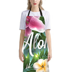 Aloha Hawaiian Flower Print Bib Apron With Pocket