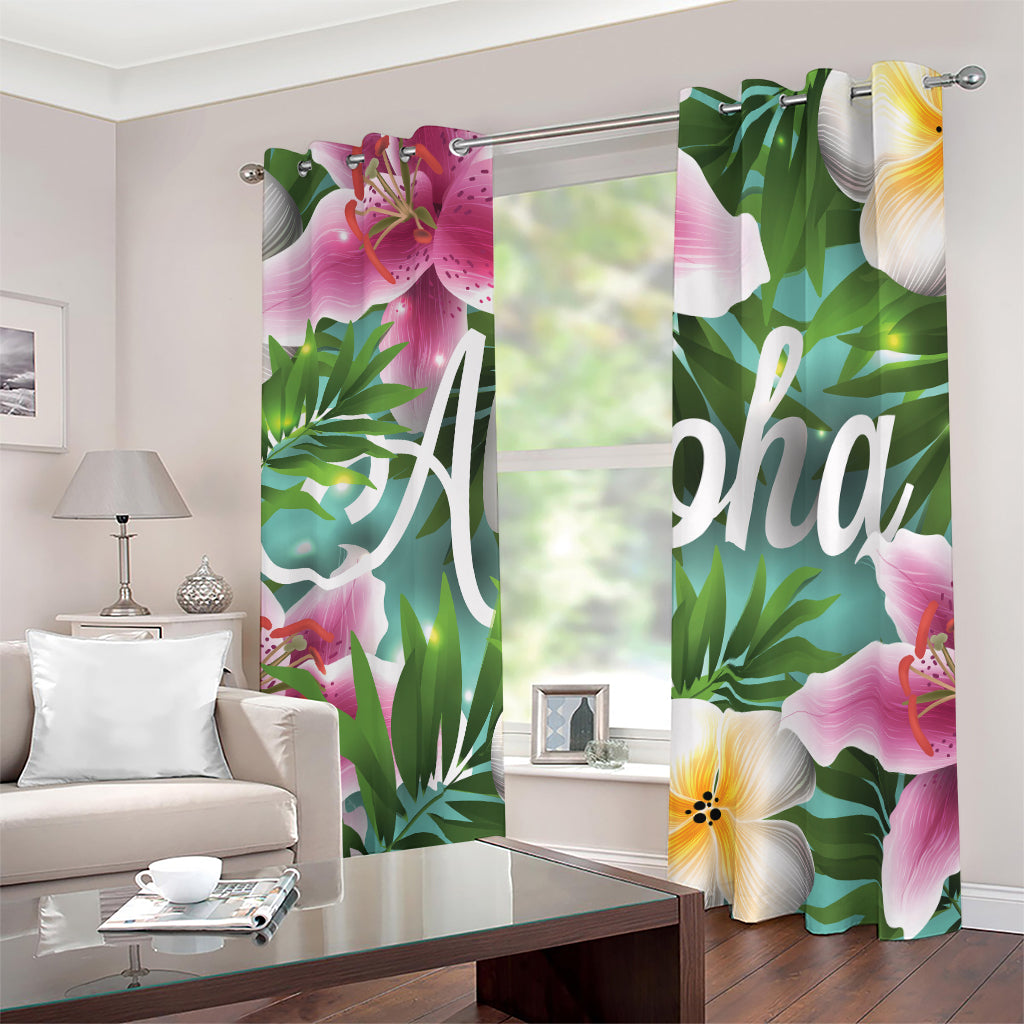 Aloha Hawaiian Flower Print Blackout Grommet Curtains