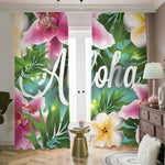 Aloha Hawaiian Flower Print Blackout Pencil Pleat Curtains