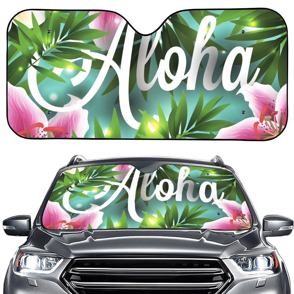 Aloha Hawaiian Flower Print Car Windshield Sun Shade