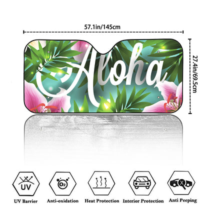 Aloha Hawaiian Flower Print Car Windshield Sun Shade