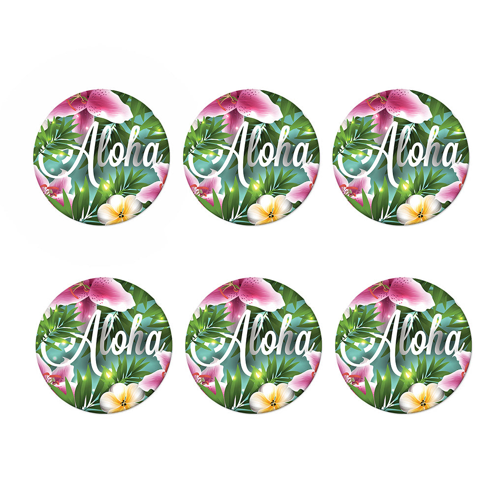Aloha Hawaiian Flower Print Coaster Set