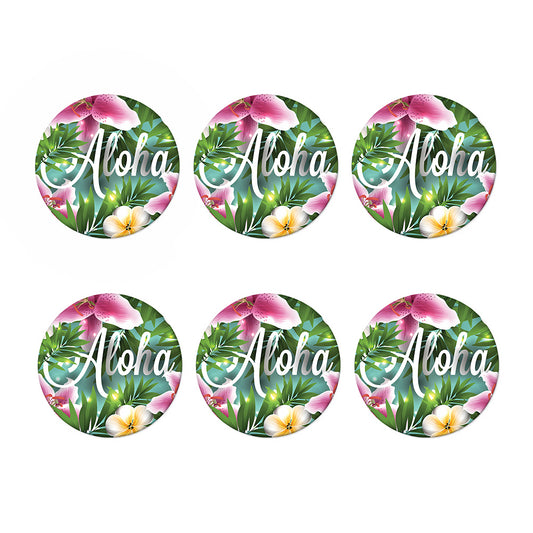 Aloha Hawaiian Flower Print Coaster Set