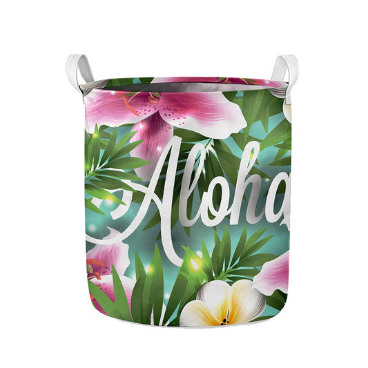 Aloha Hawaiian Flower Print Collapsible Laundry Basket