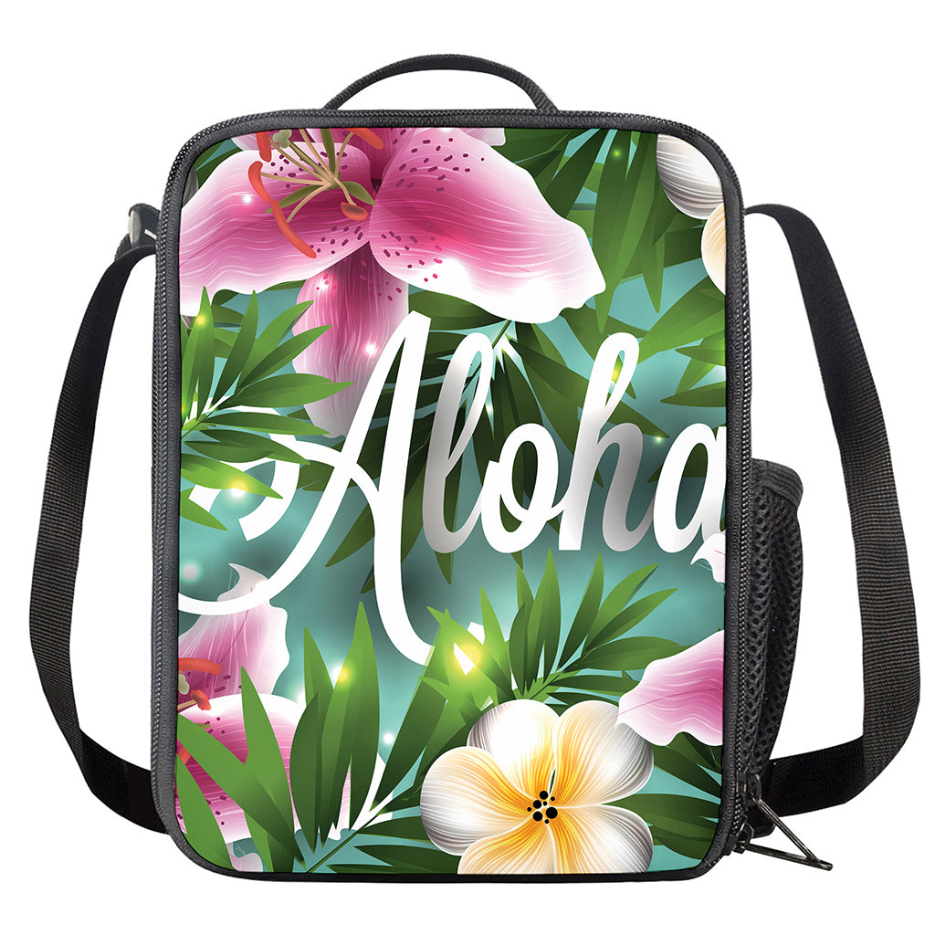 Aloha Hawaiian Flower Print Crossbody Lunch Bag