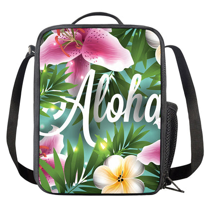 Aloha Hawaiian Flower Print Crossbody Lunch Bag