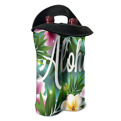 Aloha Hawaiian Flower Print Double Neoprene Wine Tote
