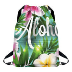 Aloha Hawaiian Flower Print Drawstring Backpack