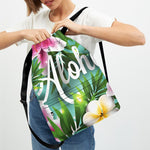 Aloha Hawaiian Flower Print Drawstring Backpack