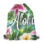 Aloha Hawaiian Flower Print Drawstring Bag