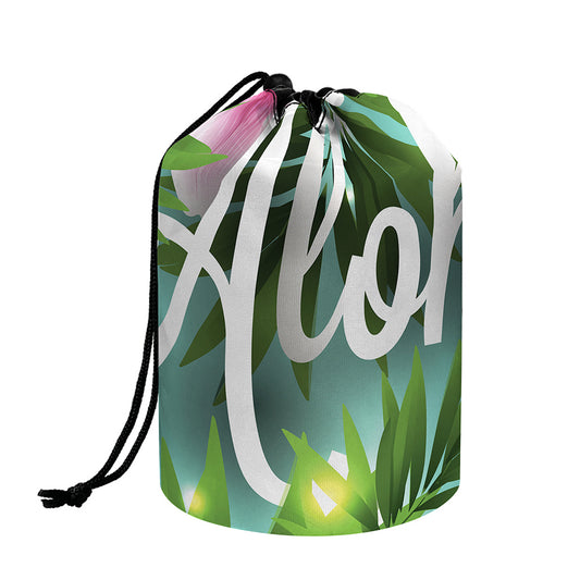 Aloha Hawaiian Flower Print Drawstring Makeup Bag