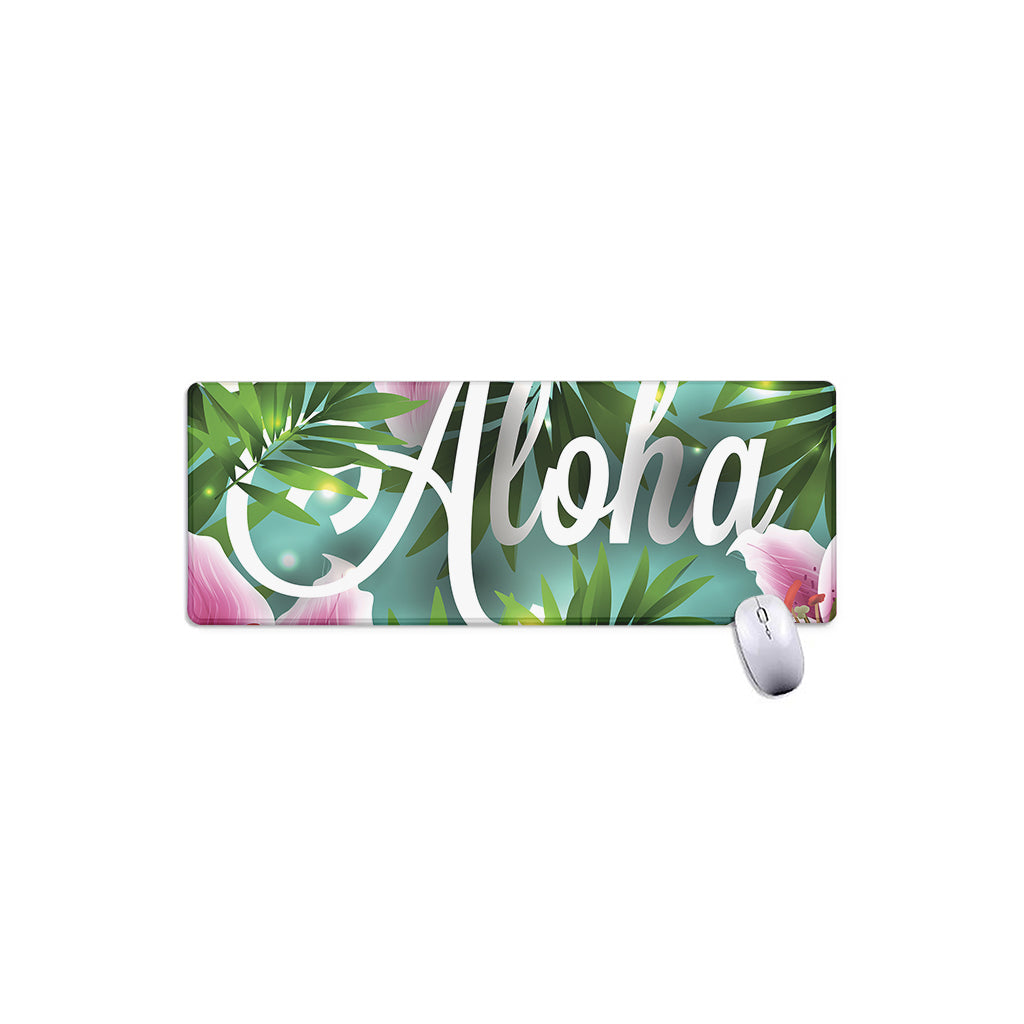 Aloha Hawaiian Flower Print Extended Mouse Pad
