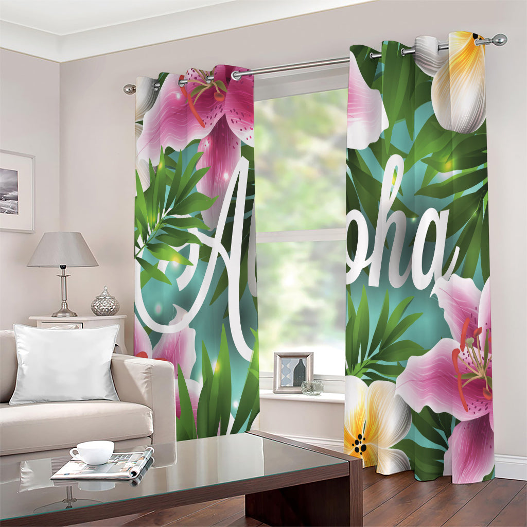 Aloha Hawaiian Flower Print Extra Wide Grommet Curtains