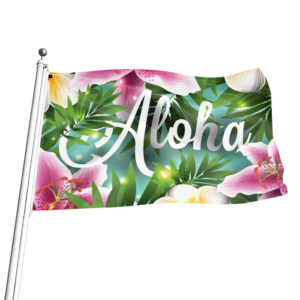 Aloha Hawaiian Flower Print Flag