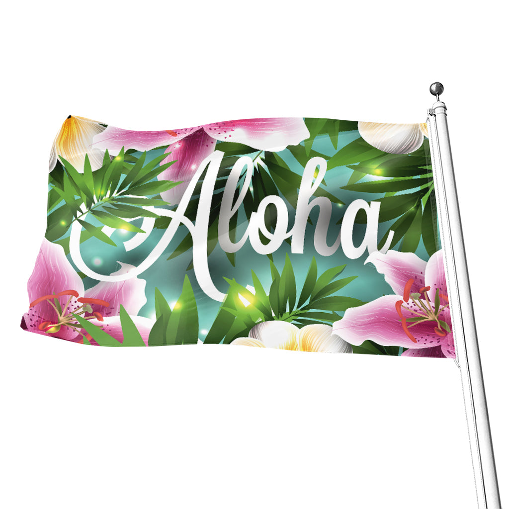 Aloha Hawaiian Flower Print Flag