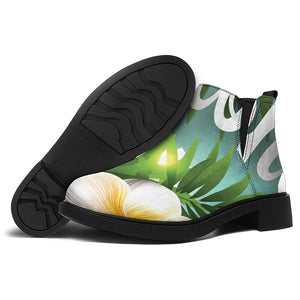 Aloha Hawaiian Flower Print Flat Ankle Boots