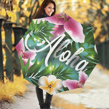 Aloha Hawaiian Flower Print Foldable Umbrella