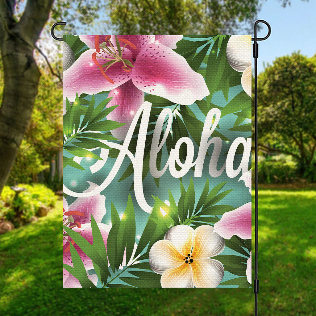 Aloha Hawaiian Flower Print Garden Flag