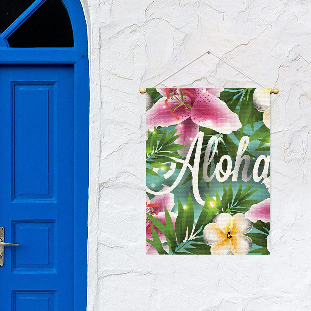 Aloha Hawaiian Flower Print Garden Flag