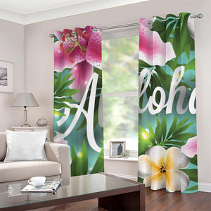 Aloha Hawaiian Flower Print Grommet Curtains