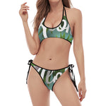 Aloha Hawaiian Flower Print Halter Scoop Tie Side Bikini