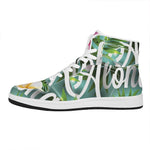 Aloha Hawaiian Flower Print High Top Leather Sneakers
