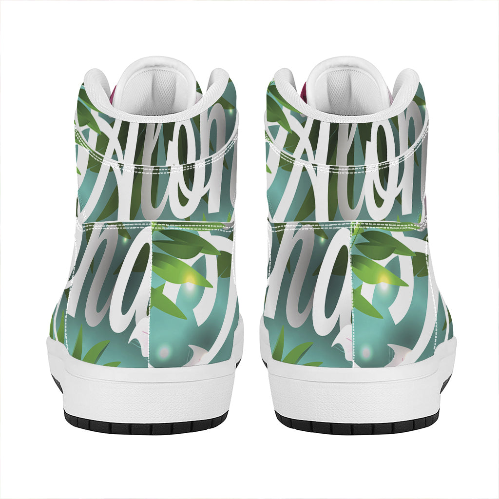 Aloha Hawaiian Flower Print High Top Leather Sneakers