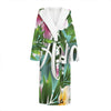 Aloha Hawaiian Flower Print Hooded Bathrobe