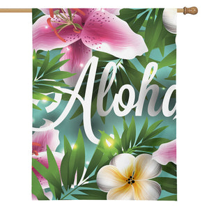 Aloha Hawaiian Flower Print House Flag