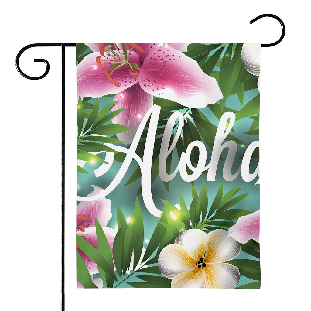 Aloha Hawaiian Flower Print House Flag