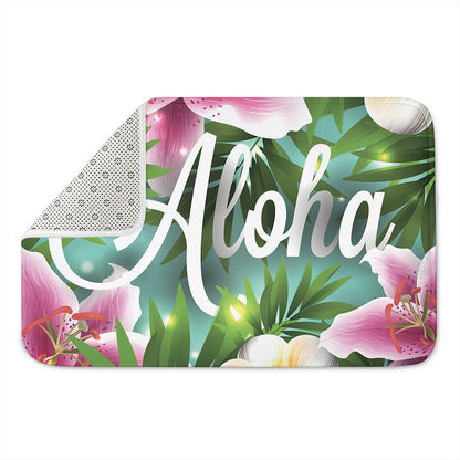Aloha Hawaiian Flower Print Indoor Door Mat