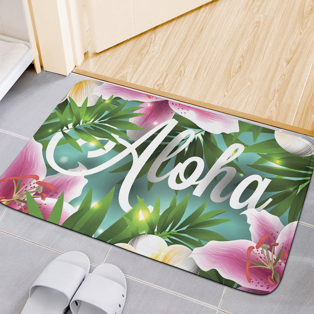 Aloha Hawaiian Flower Print Indoor Door Mat