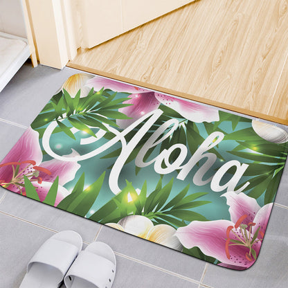Aloha Hawaiian Flower Print Indoor Door Mat