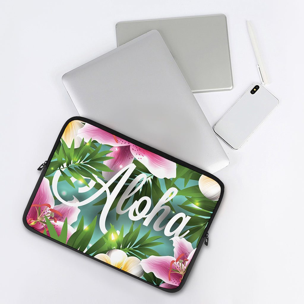 Aloha Hawaiian Flower Print Laptop Sleeve