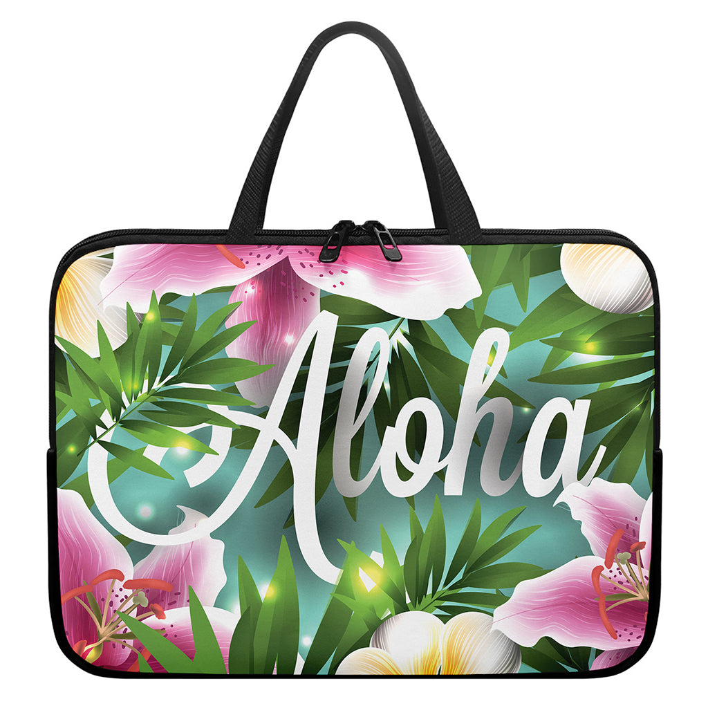 Aloha Hawaiian Flower Print Laptop Sleeve With Handle