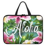 Aloha Hawaiian Flower Print Laptop Sleeve With Handle