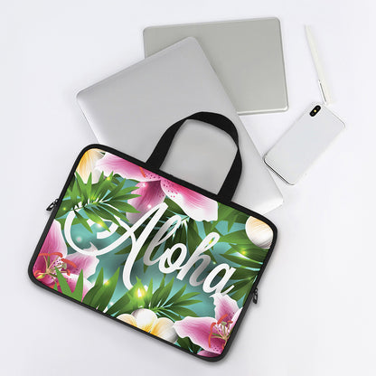 Aloha Hawaiian Flower Print Laptop Sleeve With Handle