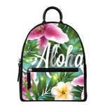Aloha Hawaiian Flower Print Leather Backpack