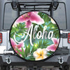 Aloha Hawaiian Flower Print Leather Spare Tire Cover