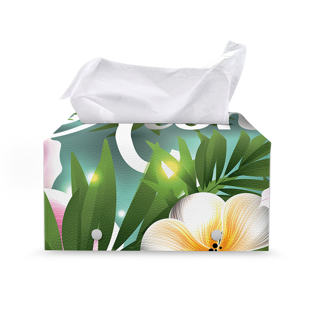 Aloha Hawaiian Flower Print Leather Tissue Box Cover