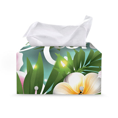 Aloha Hawaiian Flower Print Leather Tissue Box Cover