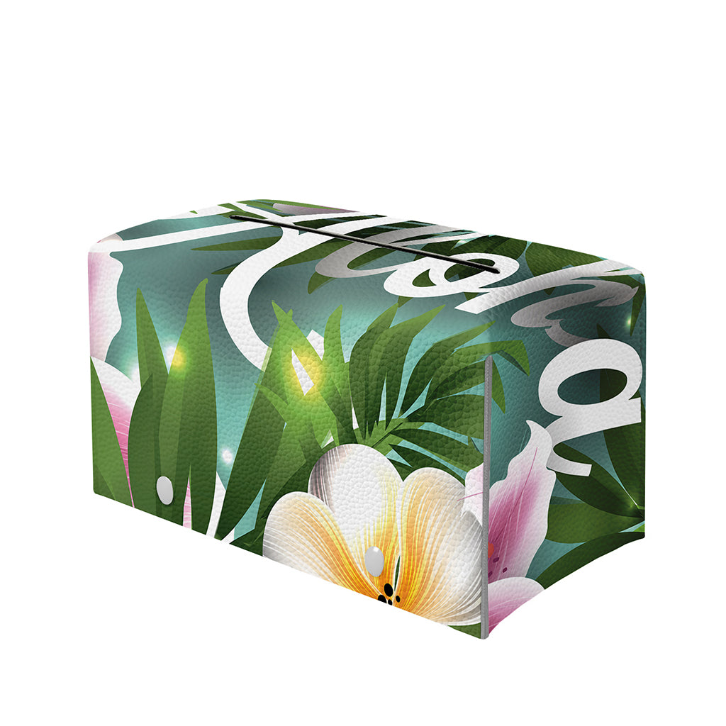 Aloha Hawaiian Flower Print Leather Tissue Box Cover