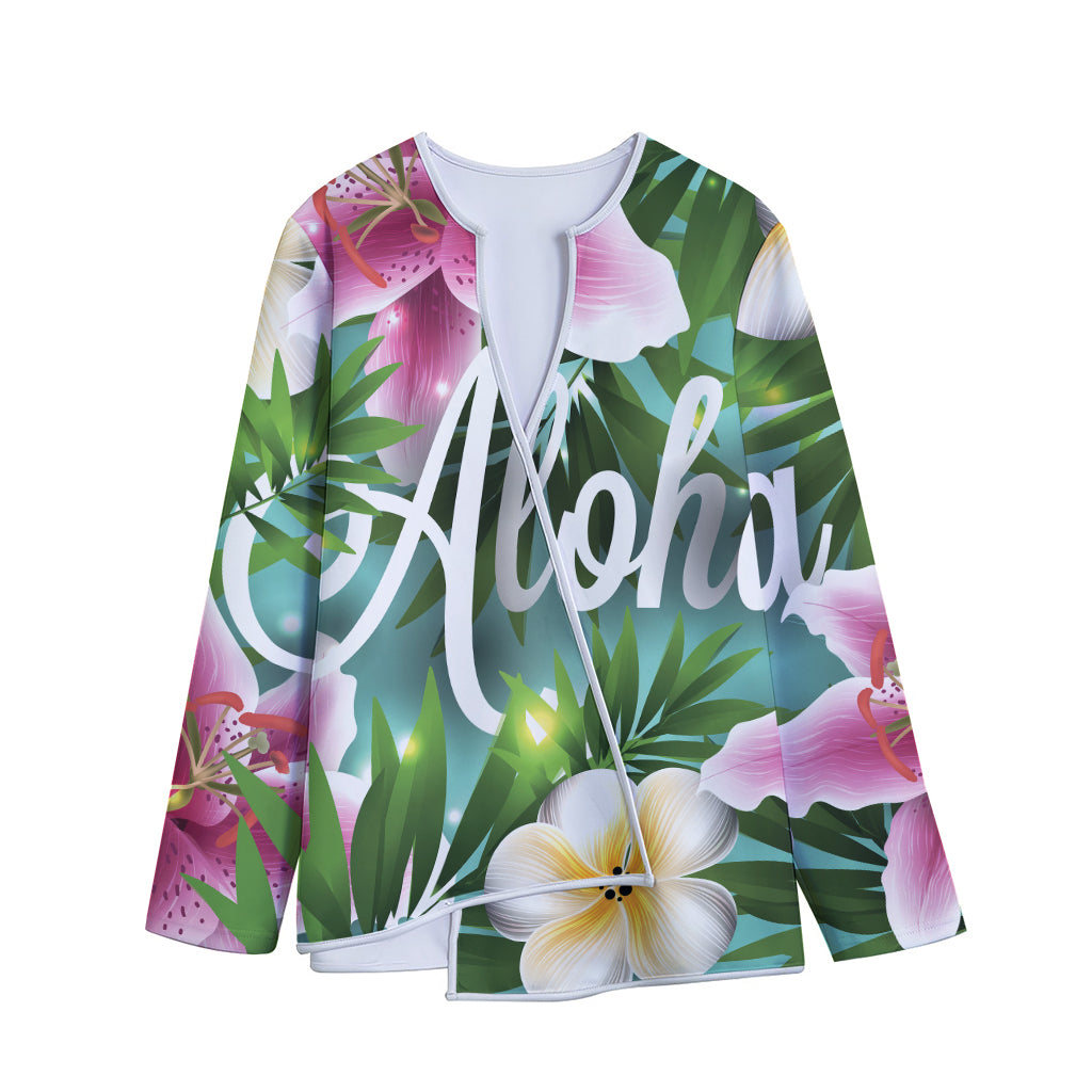 Aloha Hawaiian Flower Print Long Sleeve Short Coat