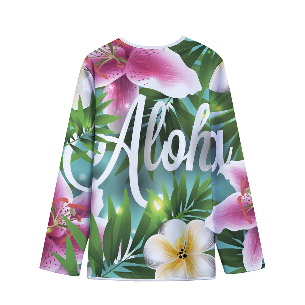 Aloha Hawaiian Flower Print Long Sleeve Short Coat